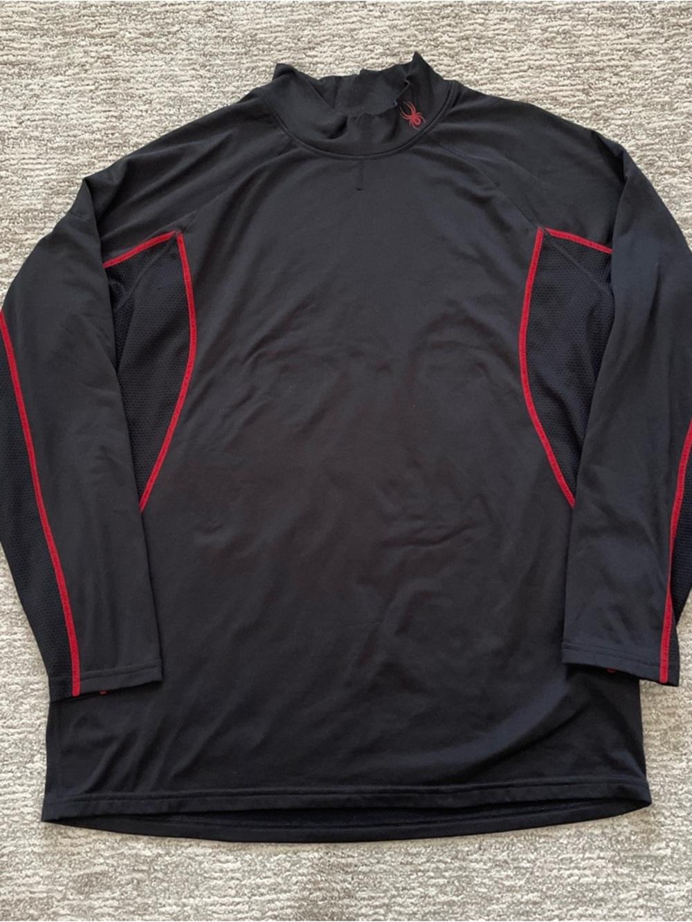 Spyder Active ProWeb Mock Neck Base Layer Mens Large Black Long Sleeve Fleece